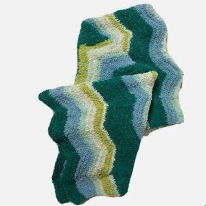 Handmade Baby Lap Blanket 29x39 Blue Green Chevron Afghan Soft Throw